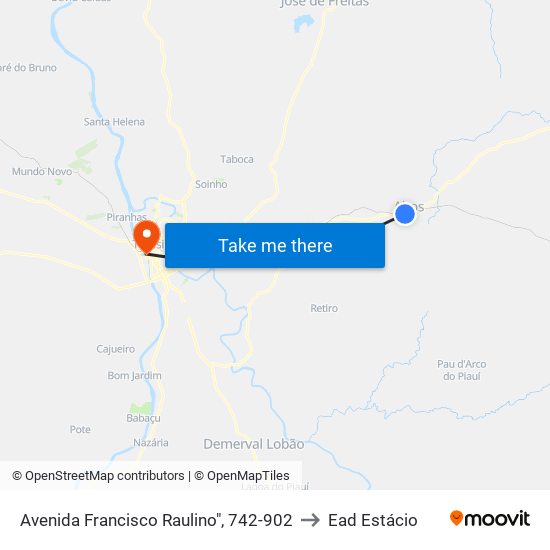 Avenida Francisco Raulino", 742-902 to Ead Estácio map