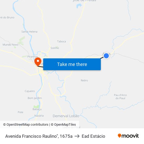 Avenida Francisco Raulino", 1675a to Ead Estácio map