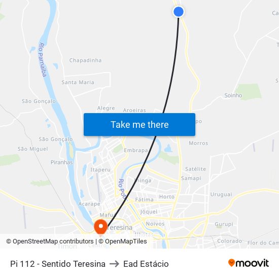 Pi 112 - Sentido Teresina to Ead Estácio map