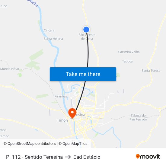 Pi 112 - Sentido Teresina to Ead Estácio map