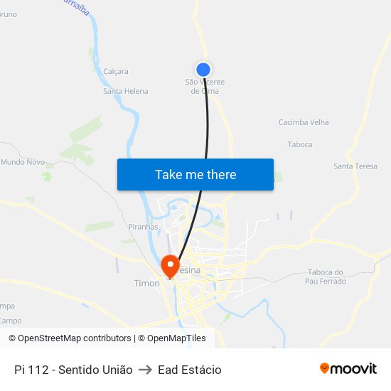 Pi 112 - Sentido União to Ead Estácio map