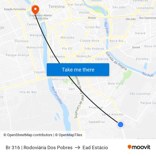 Br 316 | Rodoviária Dos Pobres to Ead Estácio map