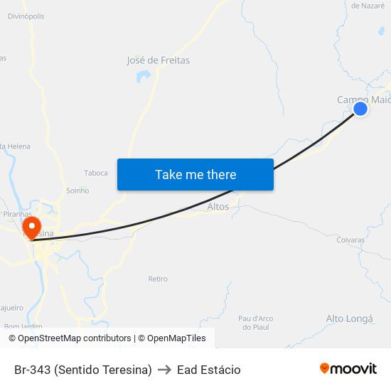 Br-343 (Sentido Teresina) to Ead Estácio map