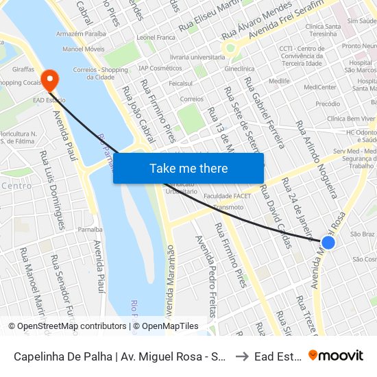 Capelinha De Palha | Av. Miguel Rosa - Sentido Centro to Ead Estácio map