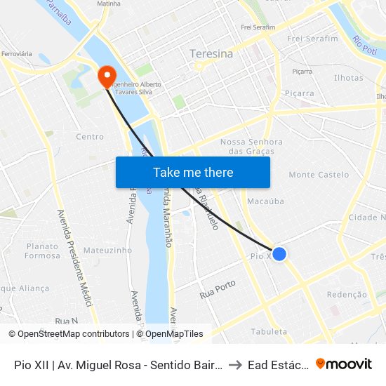 Pio XII | Av. Miguel Rosa - Sentido Bairro to Ead Estácio map
