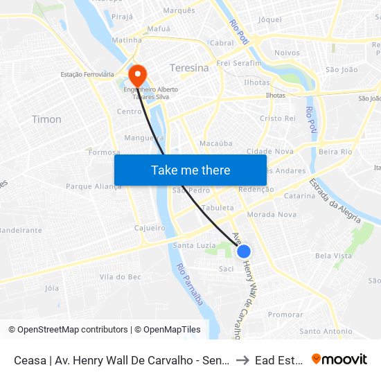 Ceasa | Av. Henry Wall De Carvalho - Sentido Bairro to Ead Estácio map