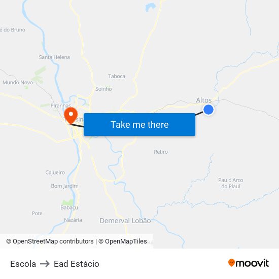 Escola to Ead Estácio map