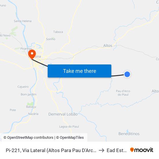 Pi-221, Via Lateral (Altos Para Pau D'Arco Do Piauí) to Ead Estácio map