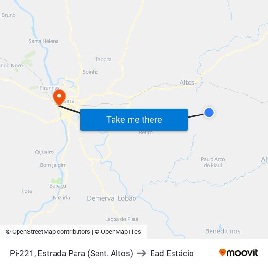 Pi-221, Estrada Para (Sent. Altos) to Ead Estácio map