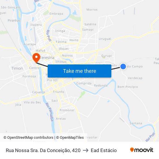 Rua Nossa Sra. Da Conceição, 420 to Ead Estácio map