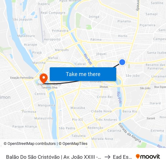 Balão Do São Cristóvão | Av. João XXIII - Sentido Centro to Ead Estácio map