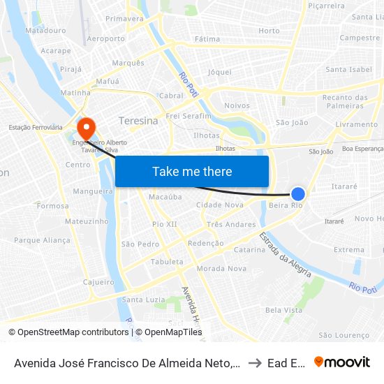 Avenida José Francisco De Almeida Neto, 2116 | Assaí Atacadista to Ead Estácio map