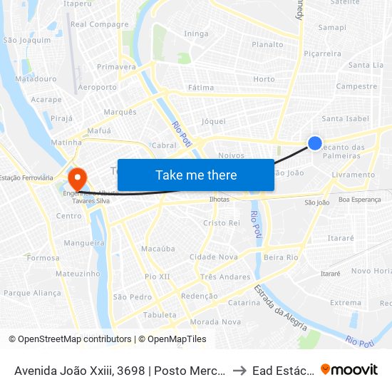 Avenida João Xxiii, 3698  | Posto Mercury to Ead Estácio map