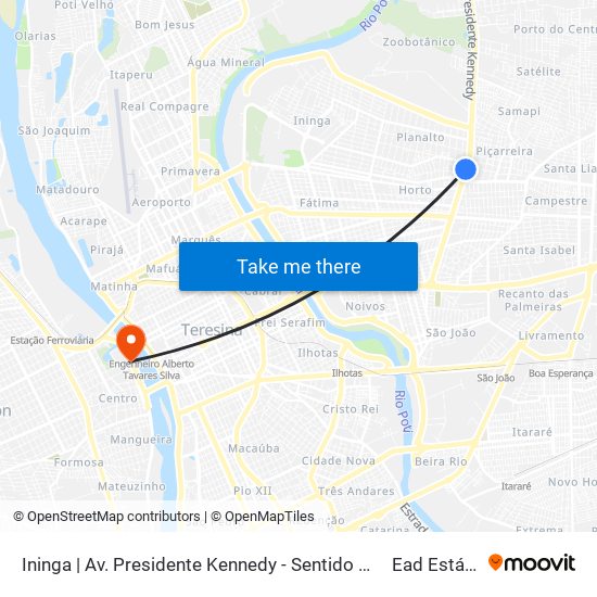 Ininga | Av. Presidente Kennedy - Sentido Centro to Ead Estácio map