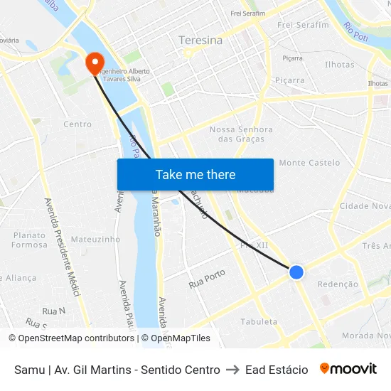 Samu | Av. Gil Martins - Sentido Centro to Ead Estácio map
