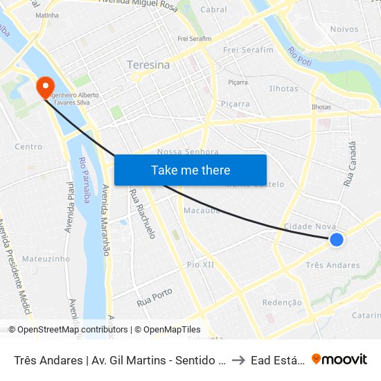 Três Andares | Av. Gil Martins - Sentido Centro to Ead Estácio map