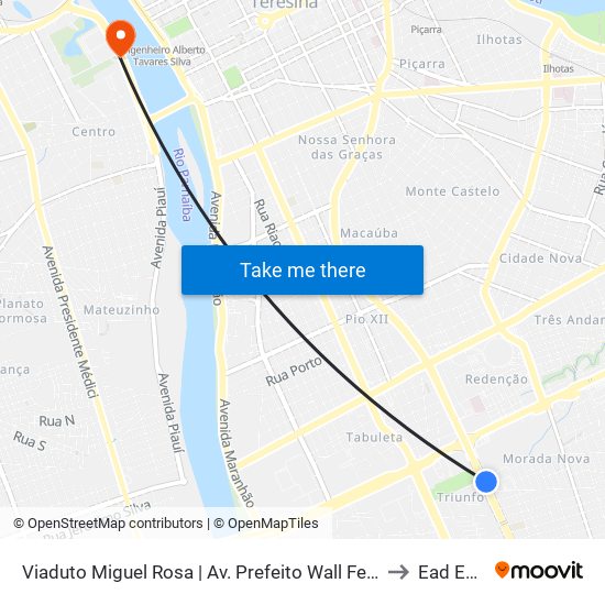Viaduto Miguel Rosa | Av. Prefeito Wall Ferraz - Sentido Centro to Ead Estácio map