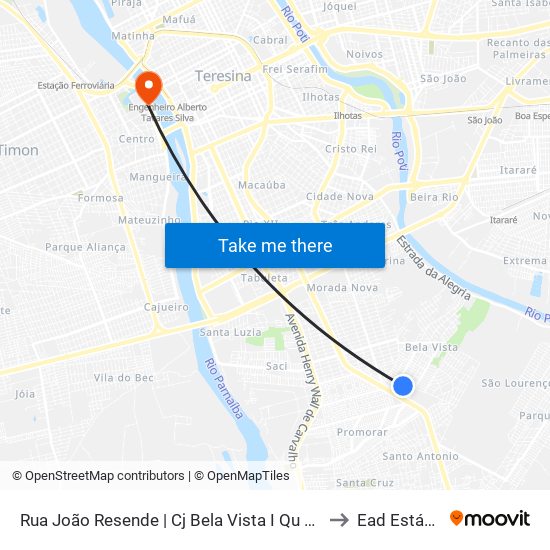 Rua João Resende | Cj Bela Vista I Qu 7, 11 to Ead Estácio map