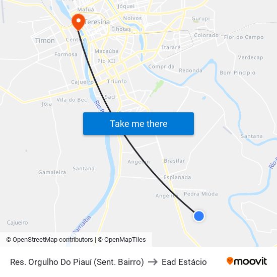 Res. Orgulho Do Piauí (Sent. Bairro) to Ead Estácio map