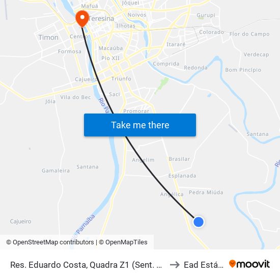 Res. Eduardo Costa, Quadra Z1 (Sent. Bairro) to Ead Estácio map