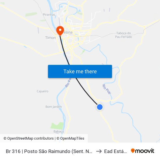 Br 316 | Posto São Raimundo  (Sent. Norte) to Ead Estácio map