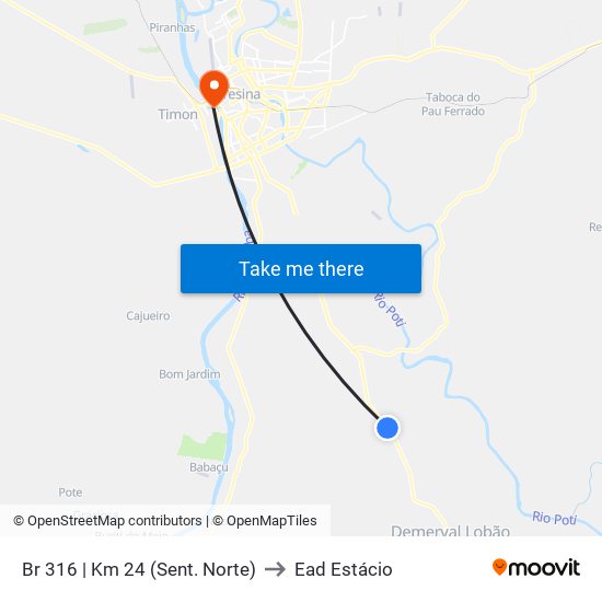 Br 316 | Km 24  (Sent. Norte) to Ead Estácio map