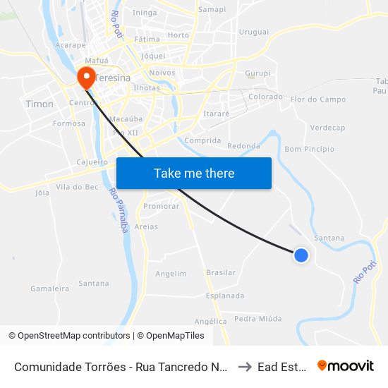 Comunidade Torrões - Rua Tancredo Neves, 551 to Ead Estácio map