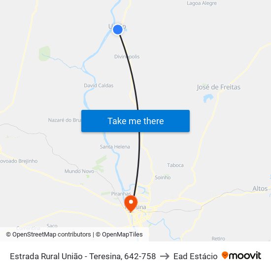 Estrada Rural União - Teresina, 642-758 to Ead Estácio map