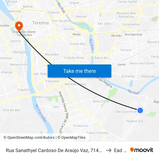 Rua Sanathyel Cardoso De Araújo Vaz, 7140 | Igreja Nossa Sra Do Perpétuo Socorro to Ead Estácio map