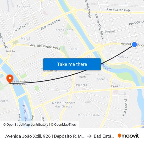 Avenida João Xxiii, 926  | Depósito R. Moura to Ead Estácio map