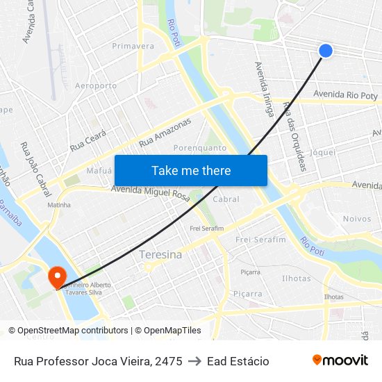 Rua Professor Joca Vieira, 2475 to Ead Estácio map