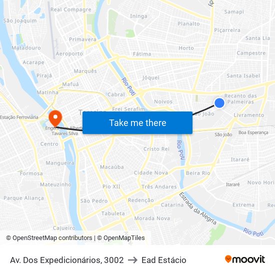 Av. Dos Expedicionários, 3002 to Ead Estácio map