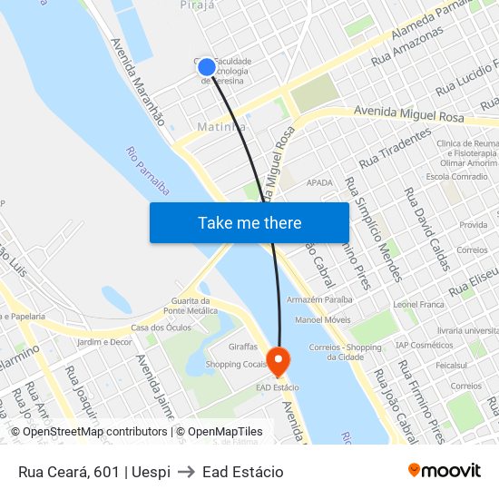 Rua Ceará, 601 | Uespi to Ead Estácio map