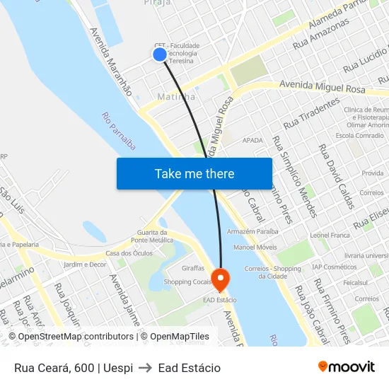 Rua Ceará, 600 | Uespi to Ead Estácio map