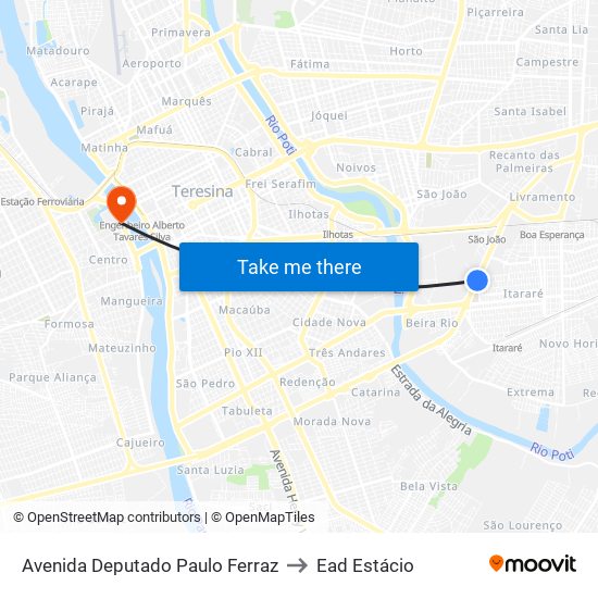 Avenida Deputado Paulo Ferraz to Ead Estácio map