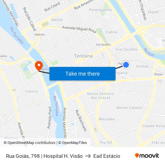 Rua Goiás, 798 | Hospital H. Visão to Ead Estácio map