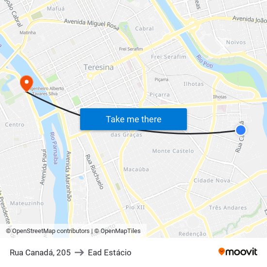 Rua Canadá, 205 to Ead Estácio map