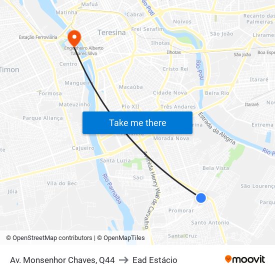 Av. Monsenhor Chaves, Q44 to Ead Estácio map