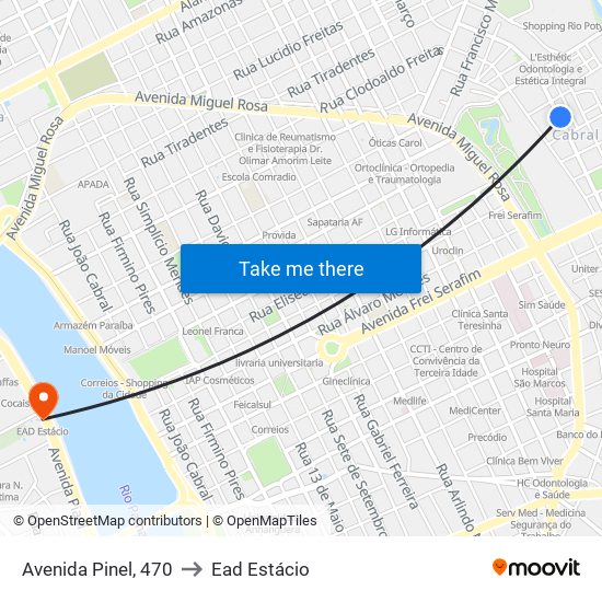 Avenida Pinel, 470 to Ead Estácio map