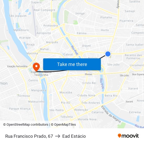 Rua Francisco Prado, 67 to Ead Estácio map