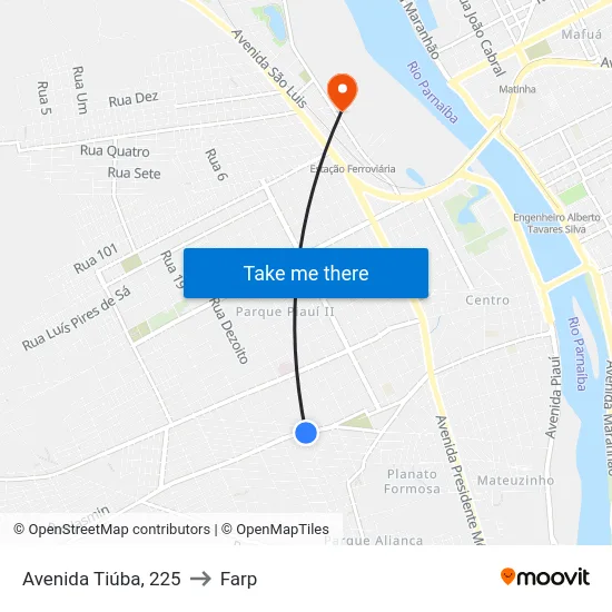Avenida Tiúba, 225 to Farp map