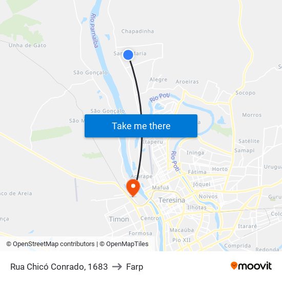 Rua Chicó Conrado, 1683 to Farp map