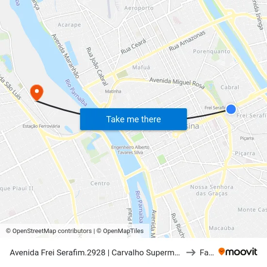 Avenida Frei Serafim.2928 | Carvalho Supermercado to Farp map