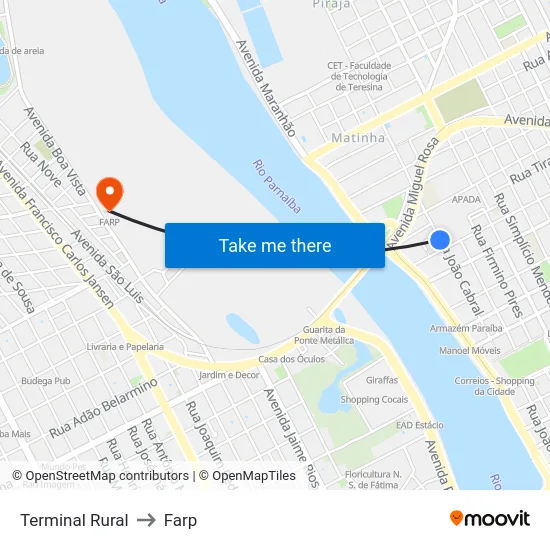 Terminal Rural to Farp map