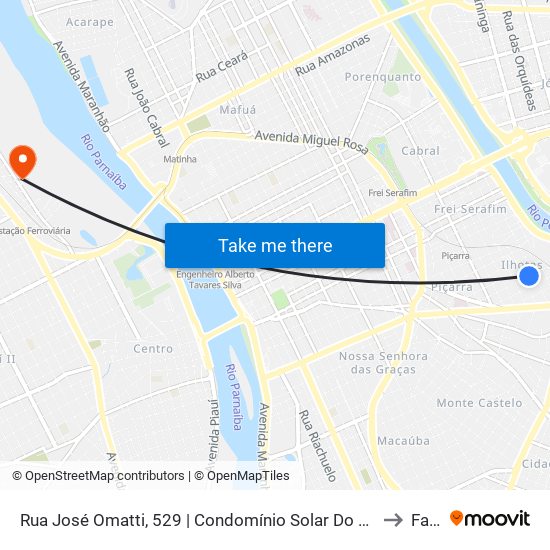 Rua José Omatti, 529 | Condomínio Solar Do Longá to Farp map