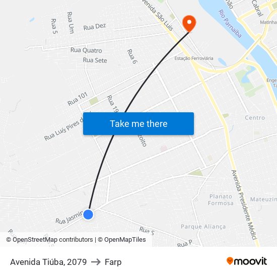 Avenida Tiúba, 2079 to Farp map