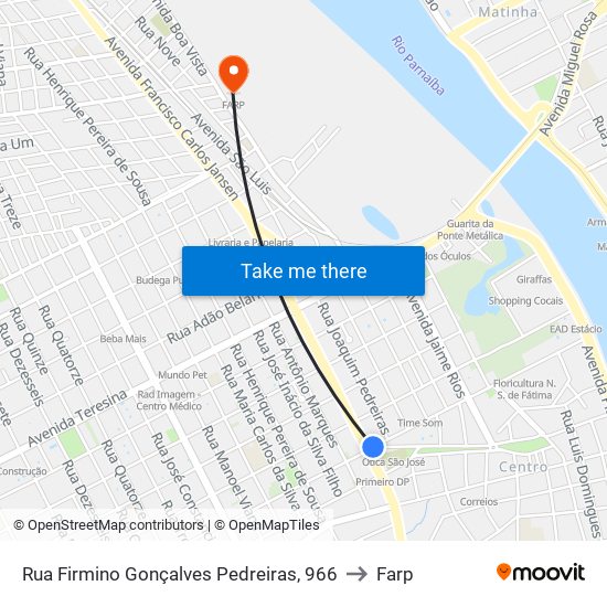 Rua Firmino Gonçalves Pedreiras, 966 to Farp map