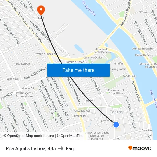 Rua Aquilis Lisboa, 495 to Farp map
