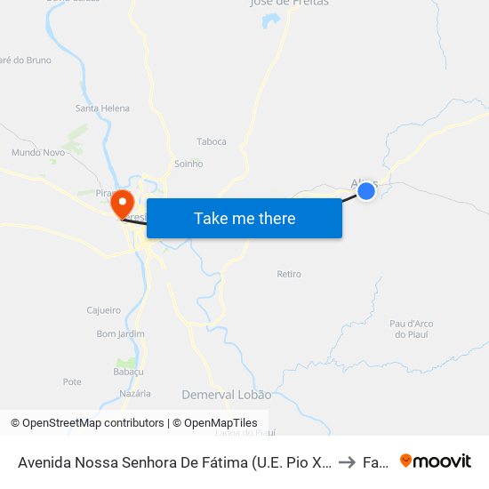 Avenida Nossa Senhora De Fátima (U.E. Pio Xii) to Farp map