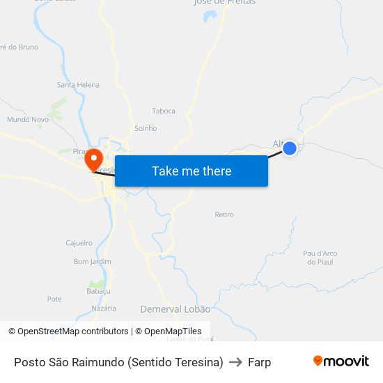 Posto São Raimundo (Sentido Teresina) to Farp map
